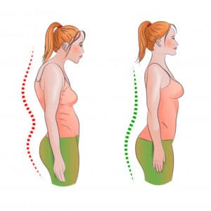 dibujo de mujer encorbada y recta